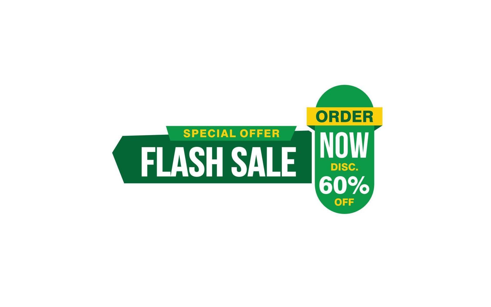 60 Percent FLASH SALE offer, clearance, promotion banner layout with sticker style. vector