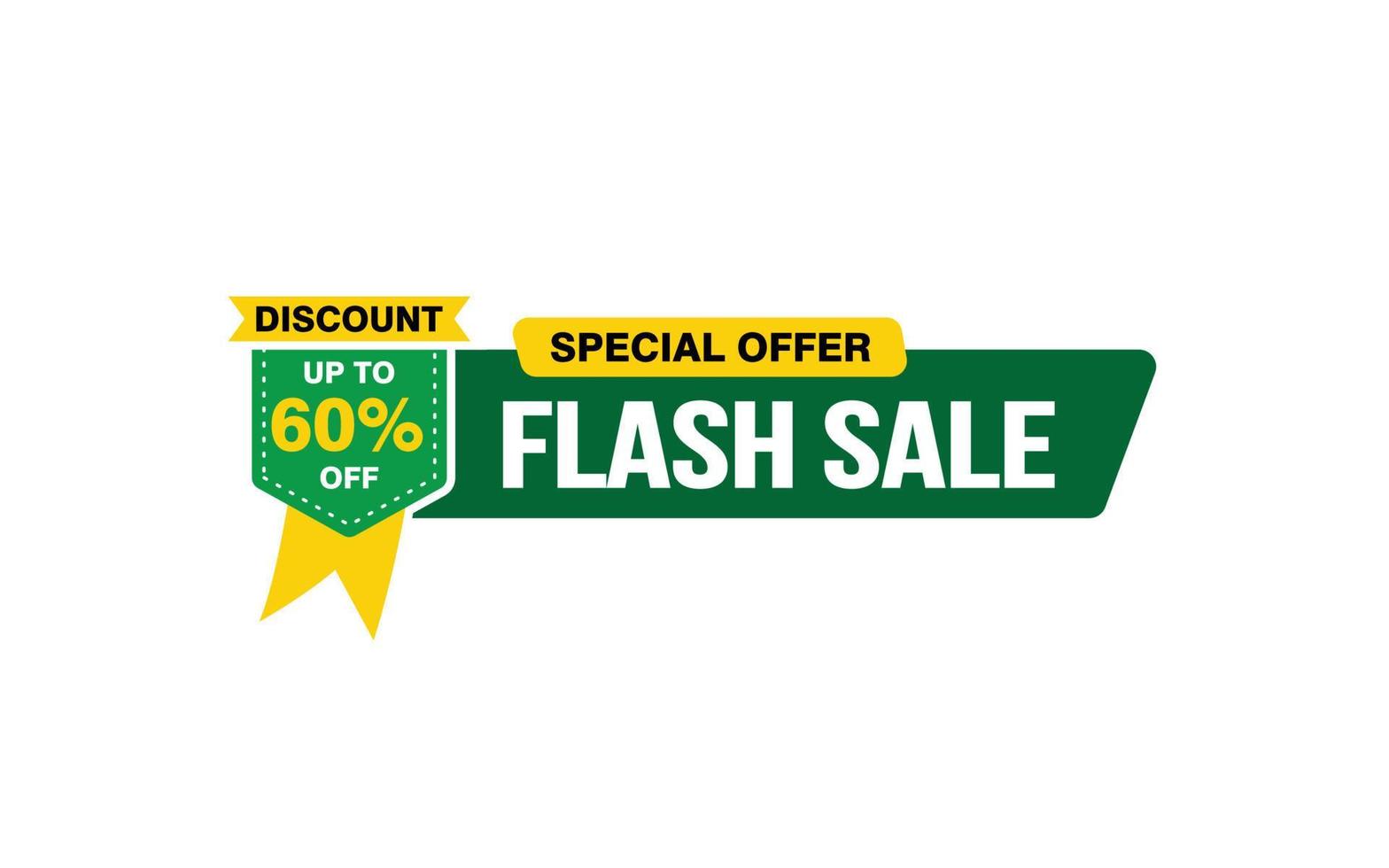 60 Percent FLASH SALE offer, clearance, promotion banner layout with sticker style. vector