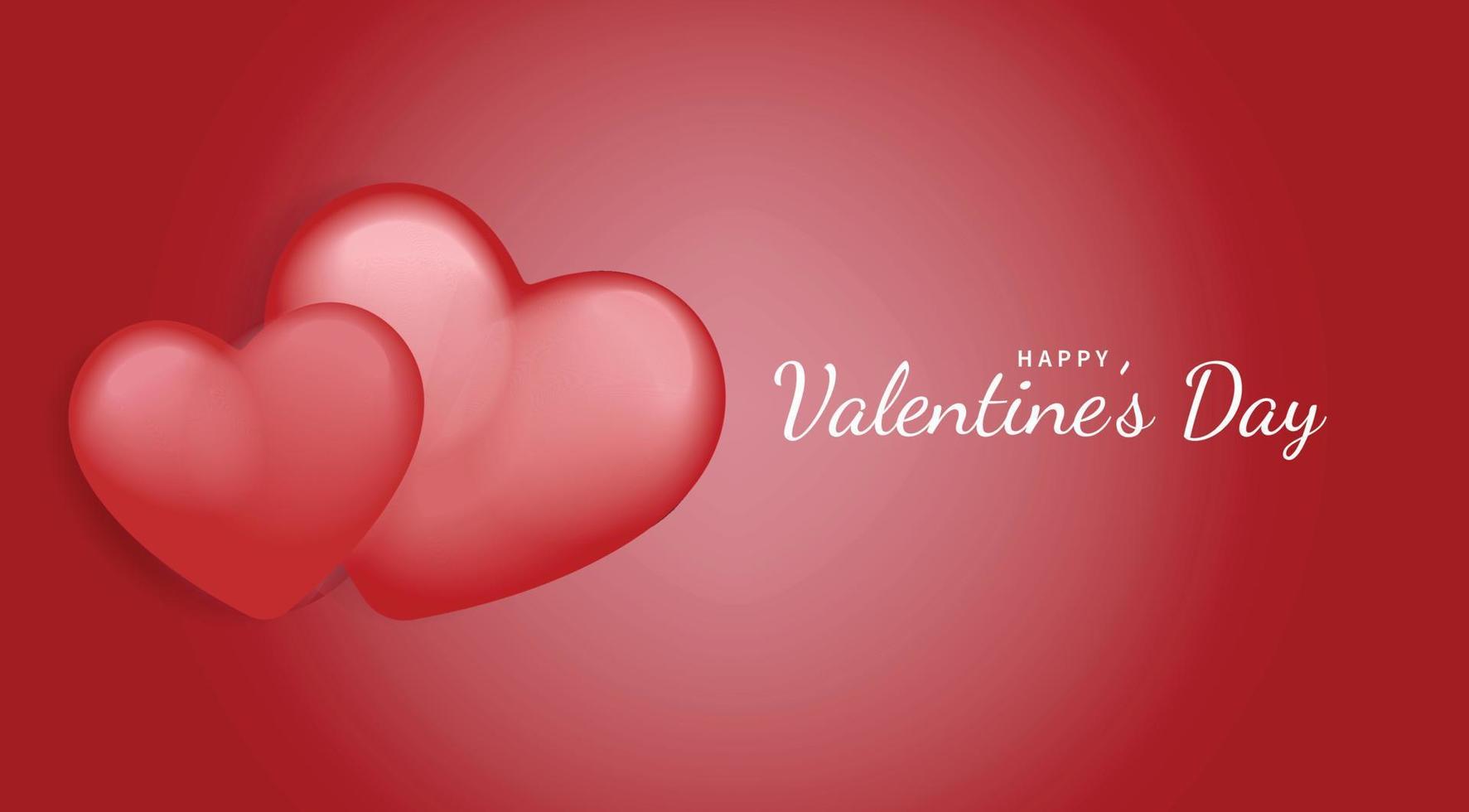Red background with 3D heart vector for happy valentines's day banner background illustration design