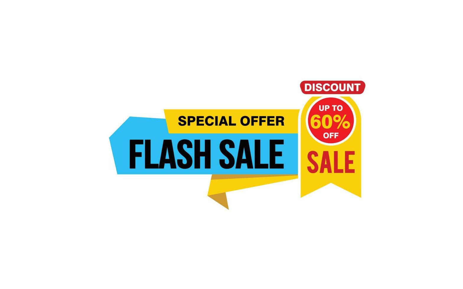 60 Percent FLASH SALE offer, clearance, promotion banner layout with sticker style. vector