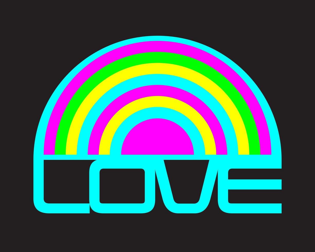 Love acid rainbow print for graphic tee in y2k style. Print for sticker, square poster, graphic tee, bullet journal cover, card. vector