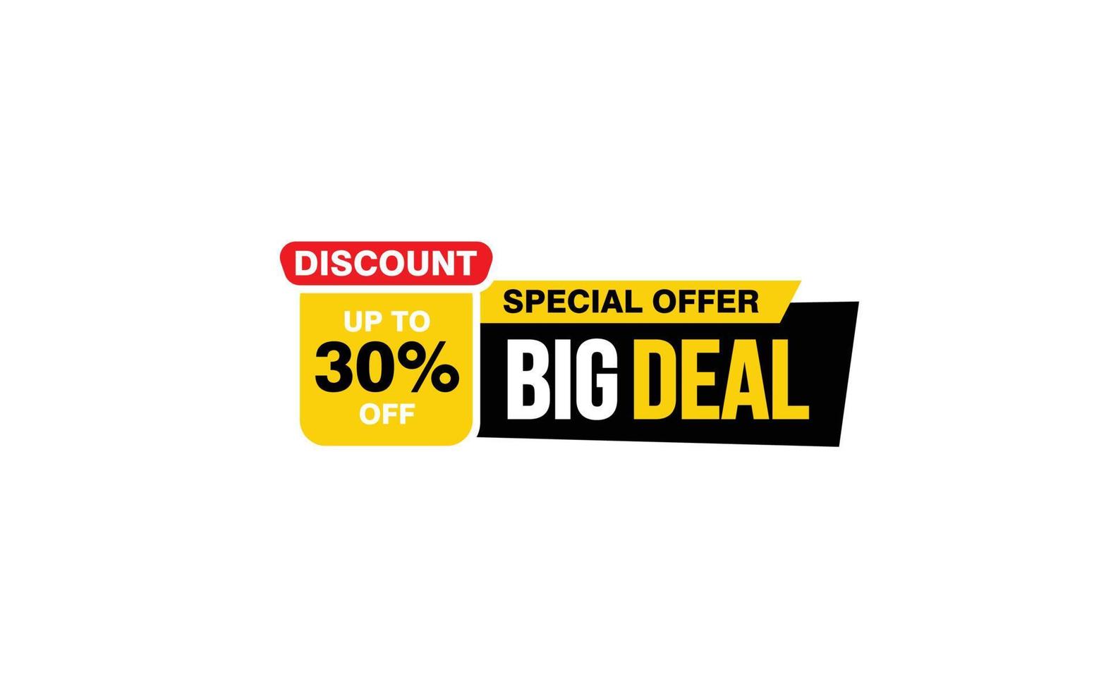 30 Percent BIG DEAL offer, clearance, promotion banner layout with sticker style. vector