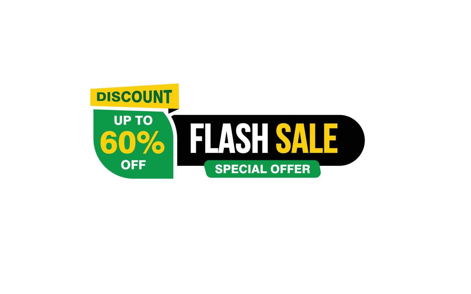 60 Percent FLASH SALE offer, clearance, promotion banner layout with sticker style. vector