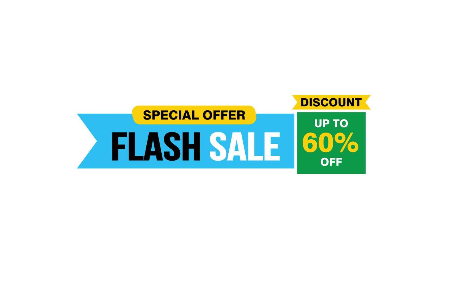 60 Percent FLASH SALE offer, clearance, promotion banner layout with sticker style. vector