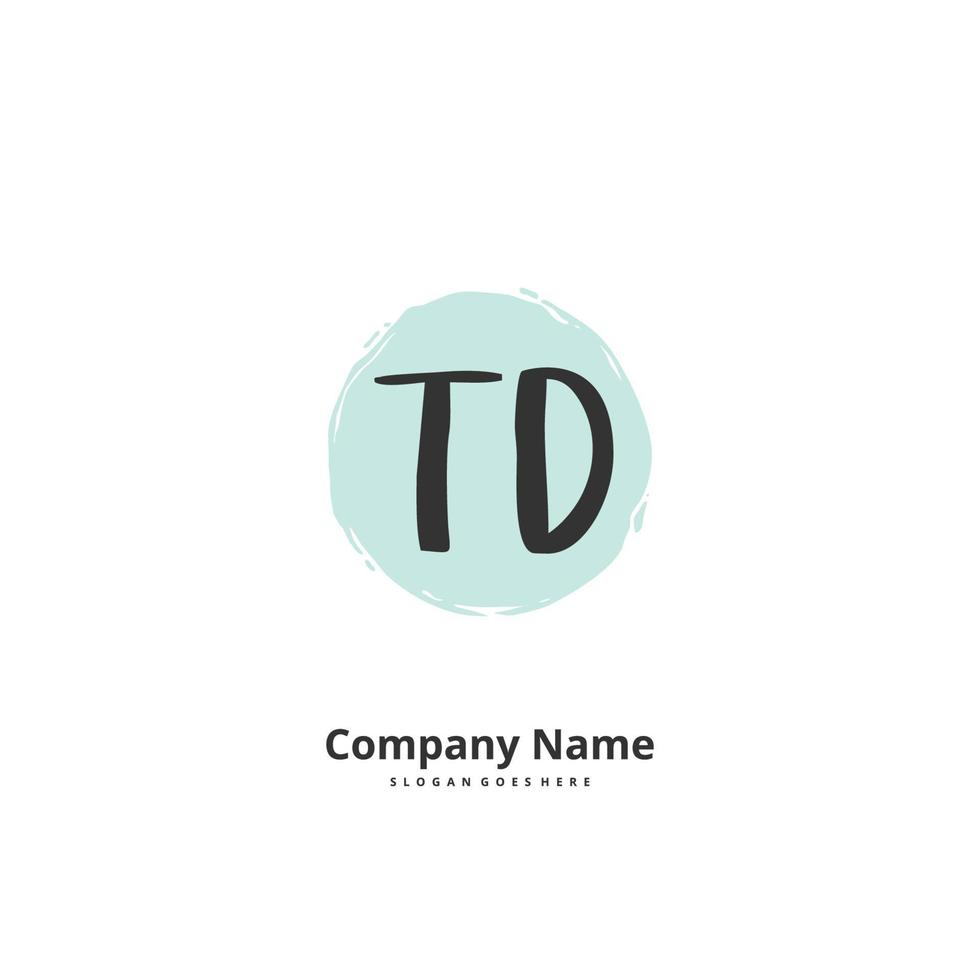 td escritura a mano inicial y diseño de logotipo de firma con círculo. hermoso diseño de logotipo escrito a mano para moda, equipo, boda, logotipo de lujo. vector