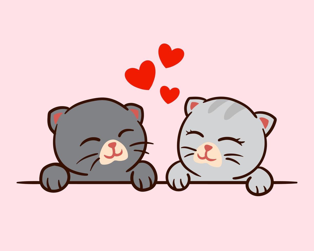 Cute Cats Love each other Special Valentine Vector Illustration Design