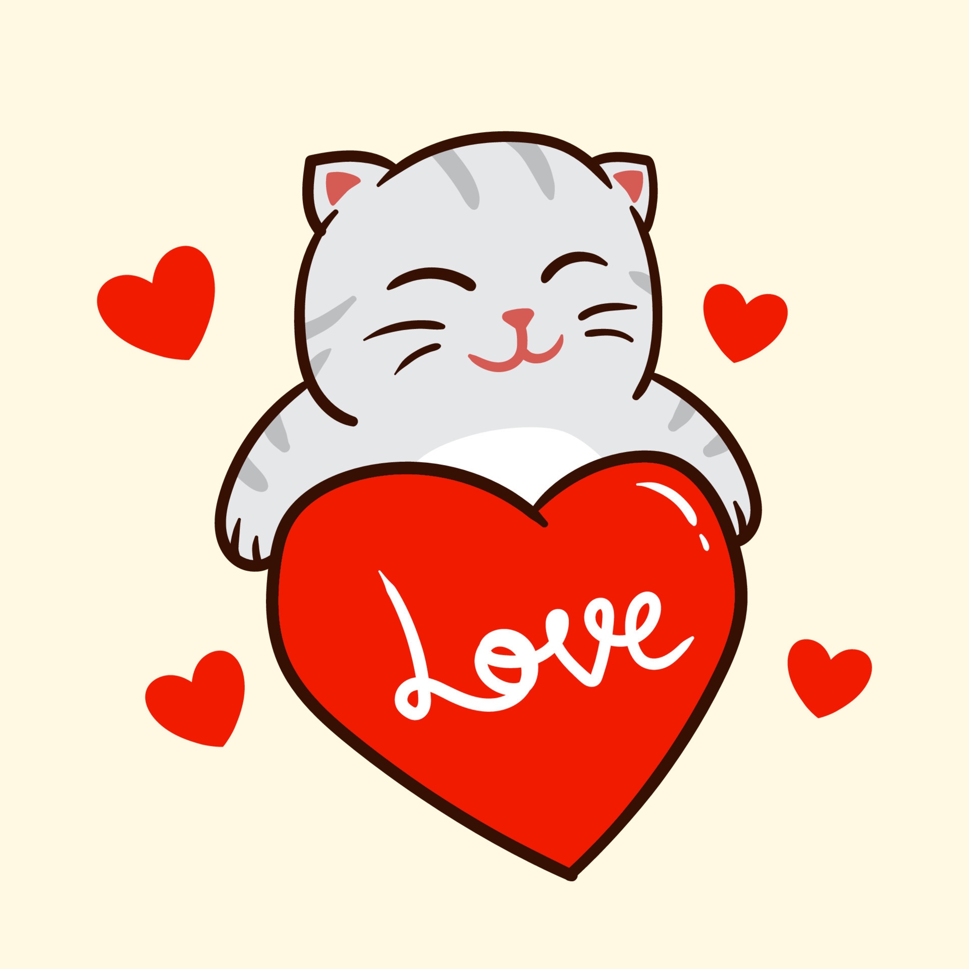 Cute Cats full of Love Special Valentine Day Vector Illustration ...