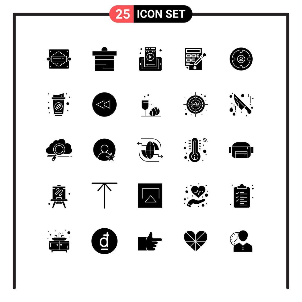 Universal Icon Symbols Group of 25 Modern Solid Glyphs of finance color fill web page color drop bucket Editable Vector Design Elements