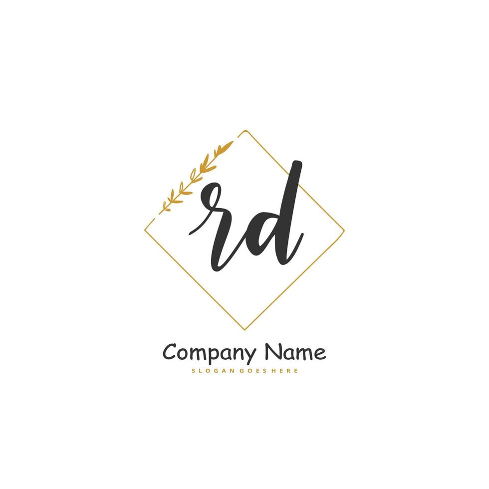 RD Initial handwriting and signature logo design with circle. Beautiful design handwritten logo for fashion, team, wedding, luxury logo. vector