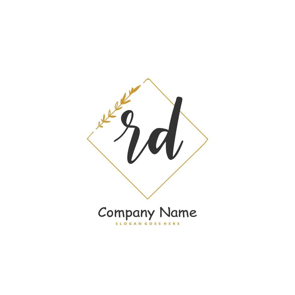 rd escritura a mano inicial y diseño de logotipo de firma con círculo. hermoso diseño de logotipo escrito a mano para moda, equipo, boda, logotipo de lujo. vector