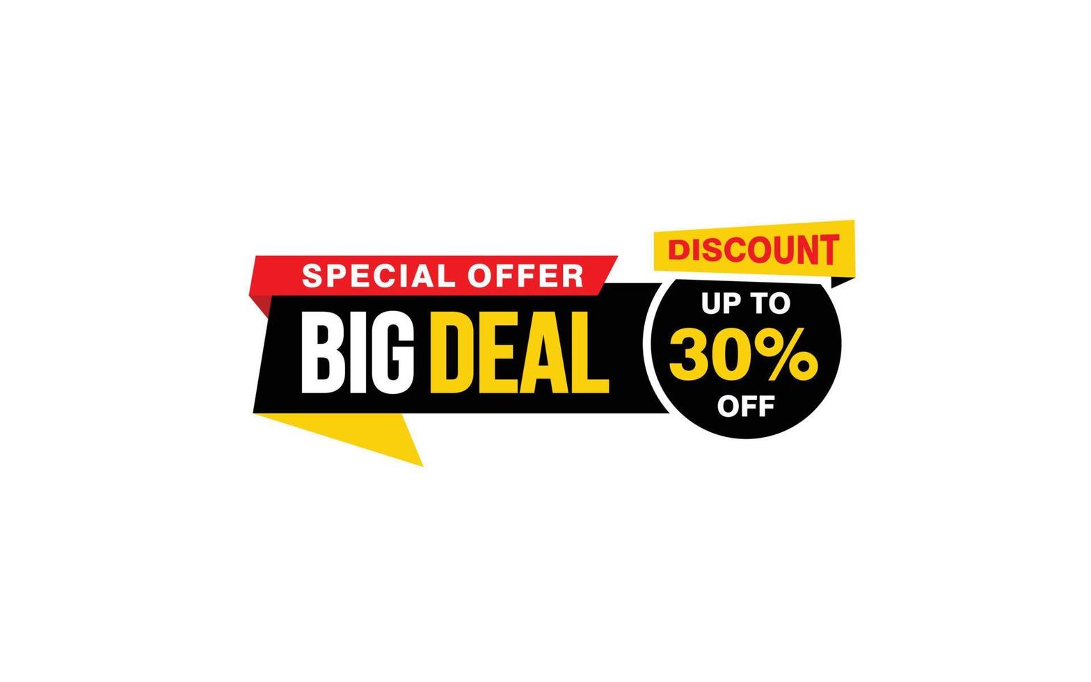 30 Percent BIG DEAL offer, clearance, promotion banner layout with sticker style. vector