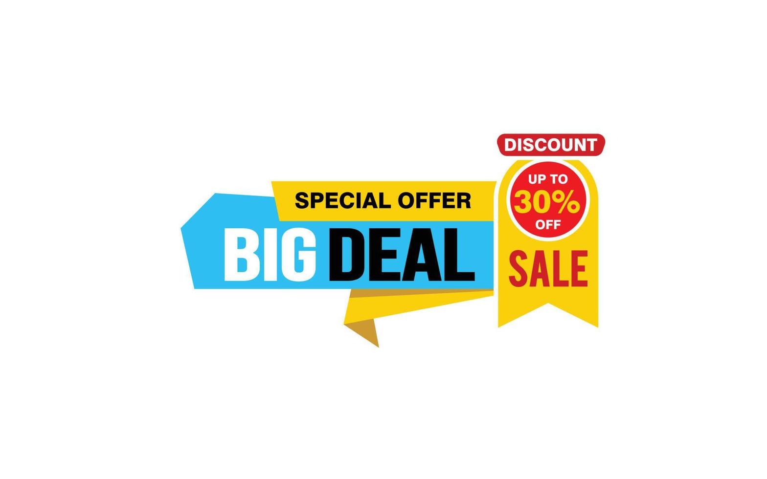 30 Percent BIG DEAL offer, clearance, promotion banner layout with sticker style. vector