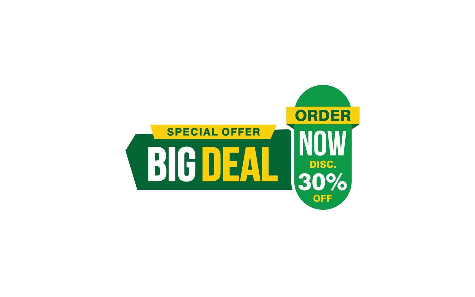 30 Percent BIG DEAL offer, clearance, promotion banner layout with sticker style. vector