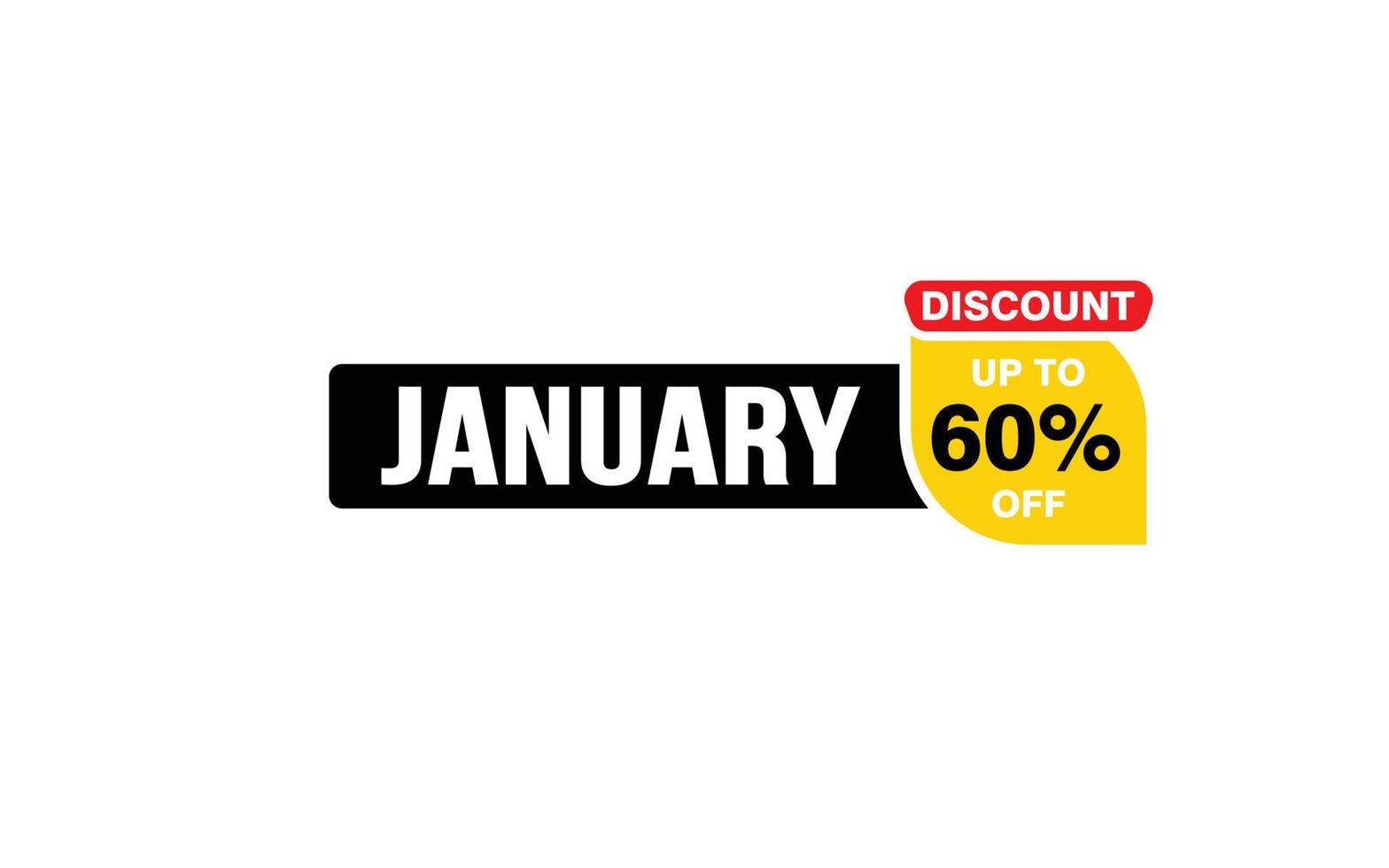 60 Percent JANUARY discount offer, clearance, promotion banner layout with sticker style. vector