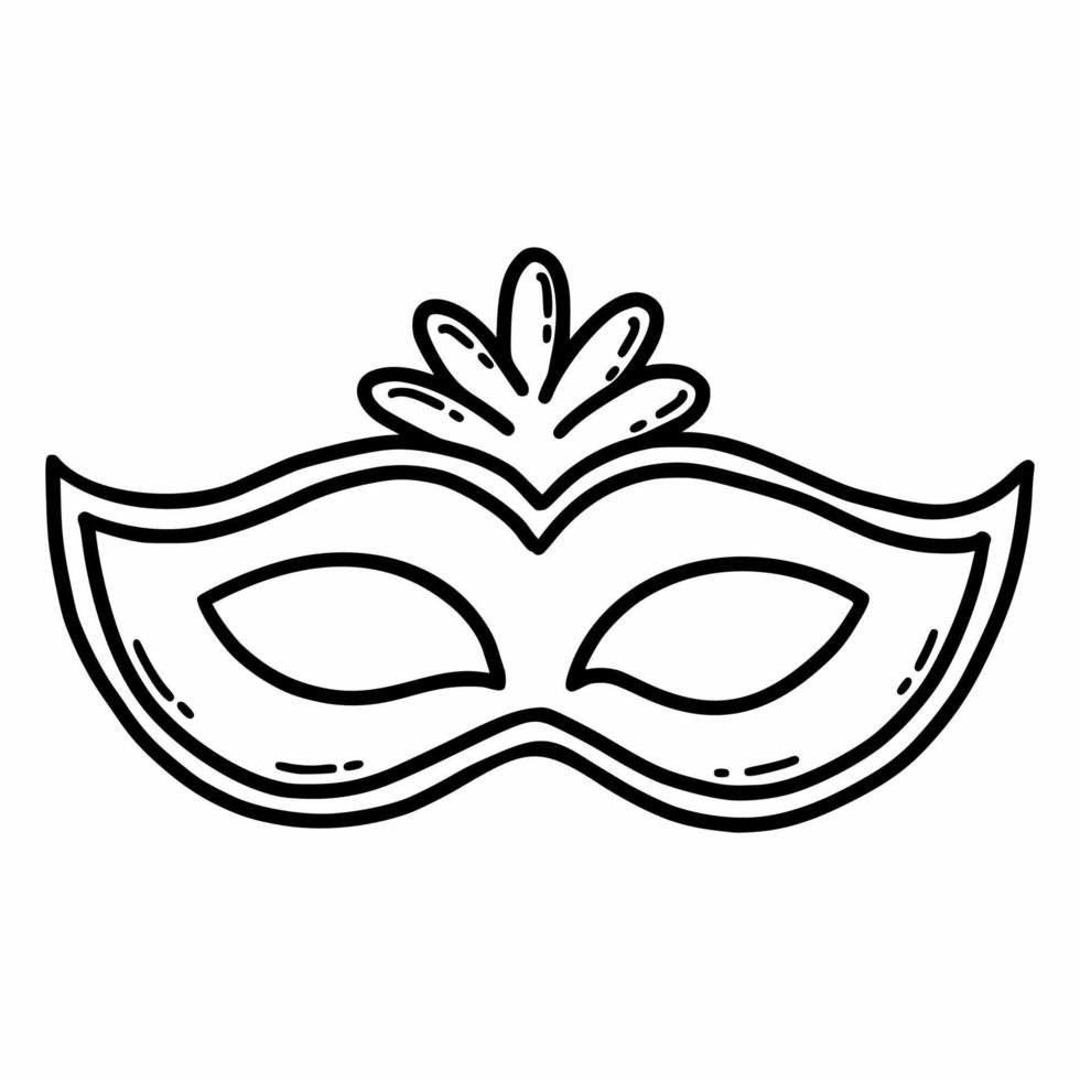 Carnival mask. Attribute of festival. Party.  Vector doodle illustration. Icon. Hand drawn sketch.