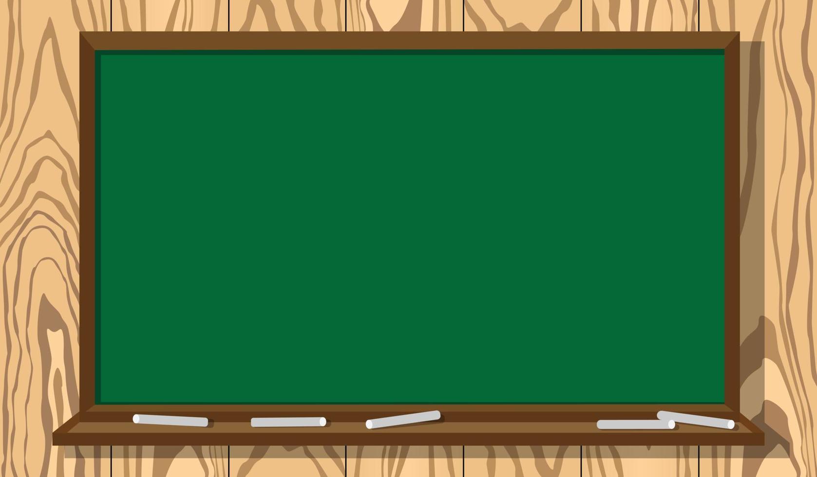 Classroom blackboard and chalk vector on bright wooden sheet wall background. chalkboard for copy space. classroom elements vector illustration