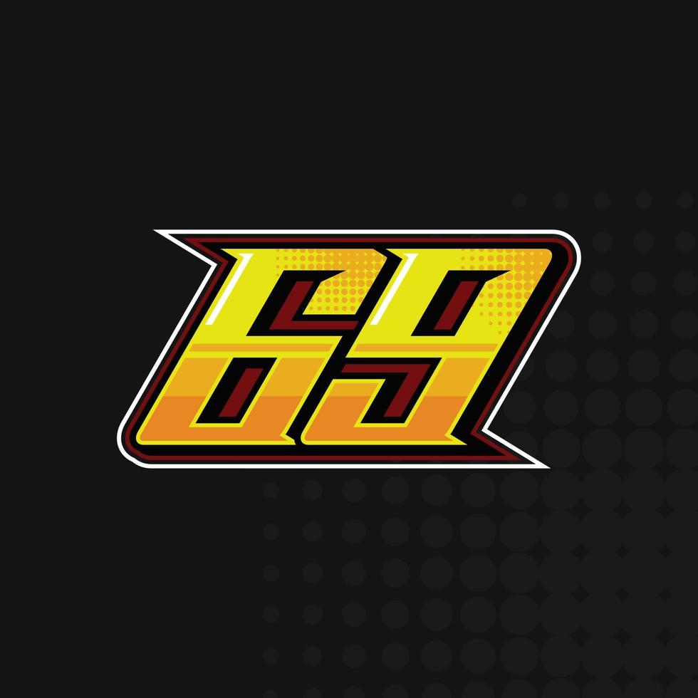 carrera número 69 vector de diseño de logotipo