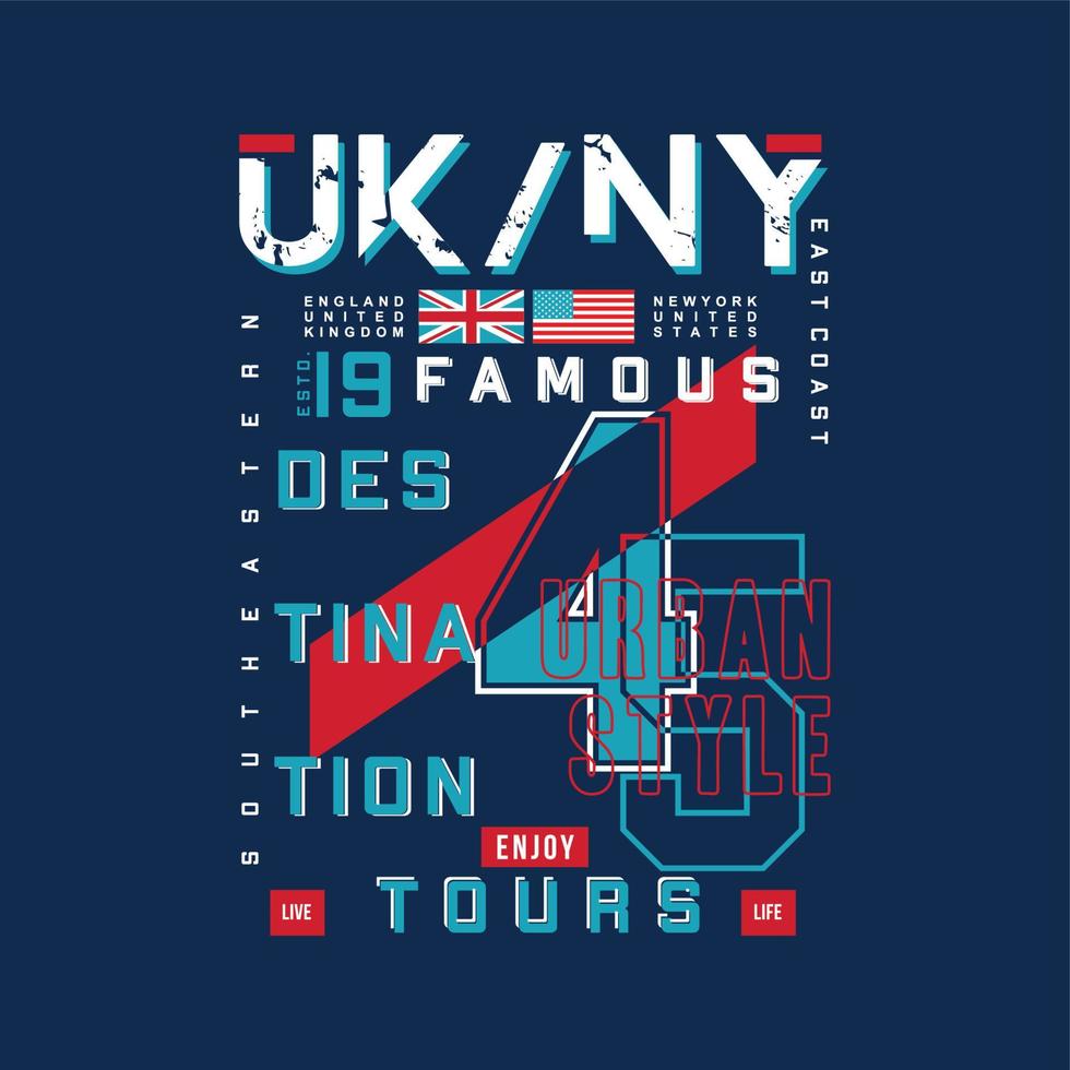 famous destination, uk, ny, abstarct graphic typography vector image