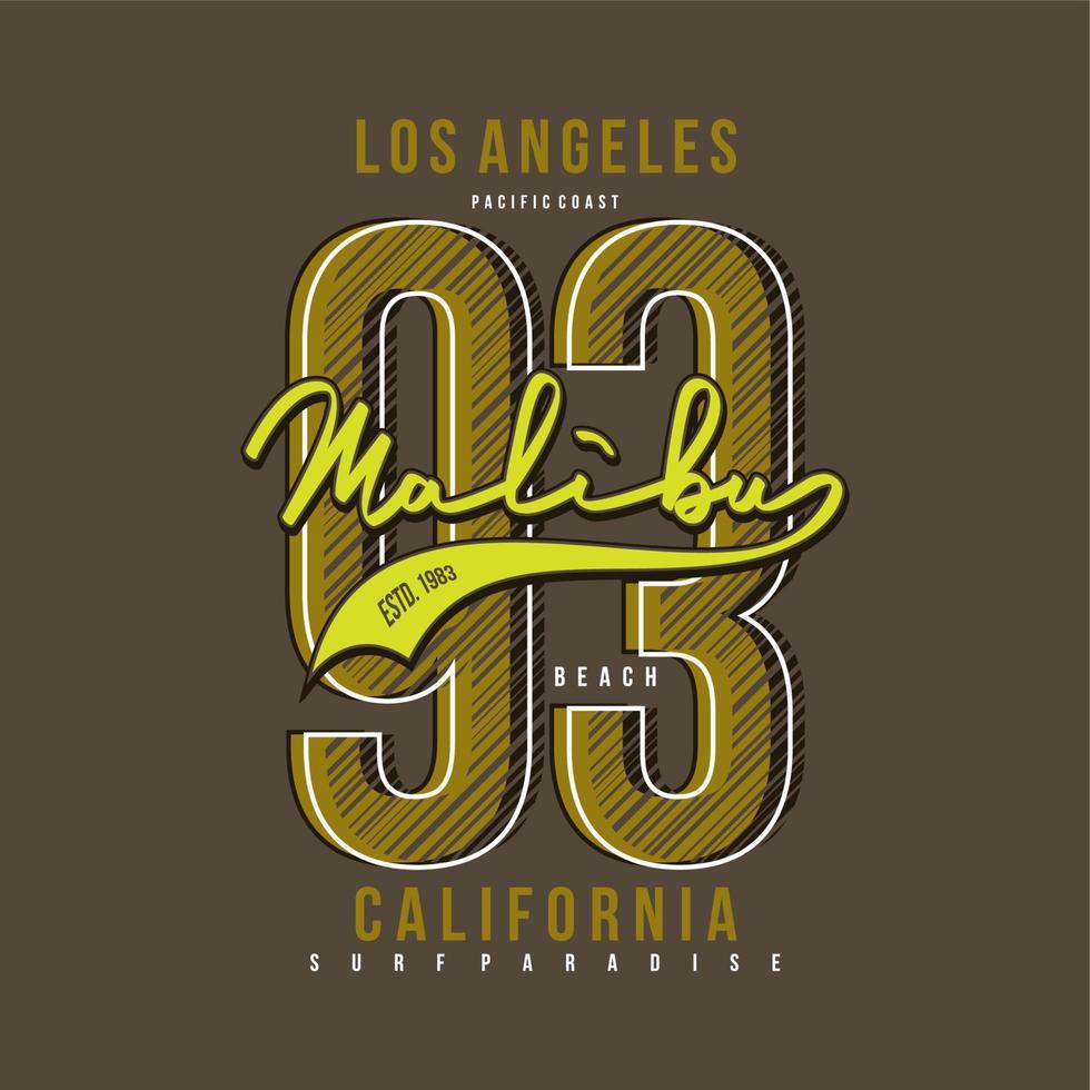 malibe, los angeles, california abstract number grfaphic vector print