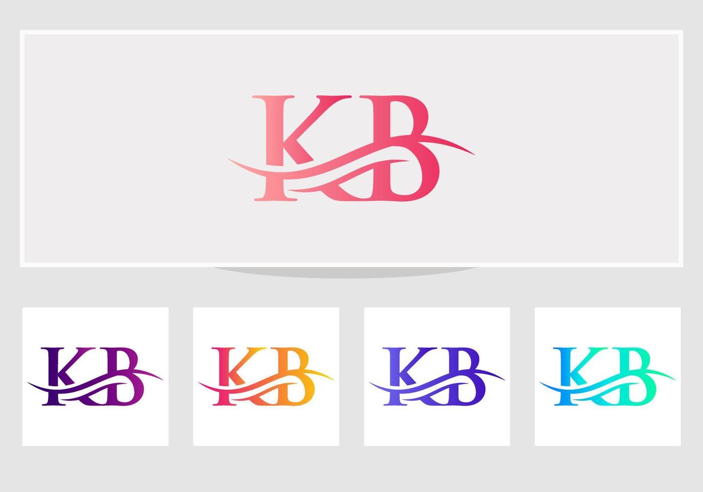 KB logo design. Initial KB letter logo vector. Swoosh letter KB logo design vector