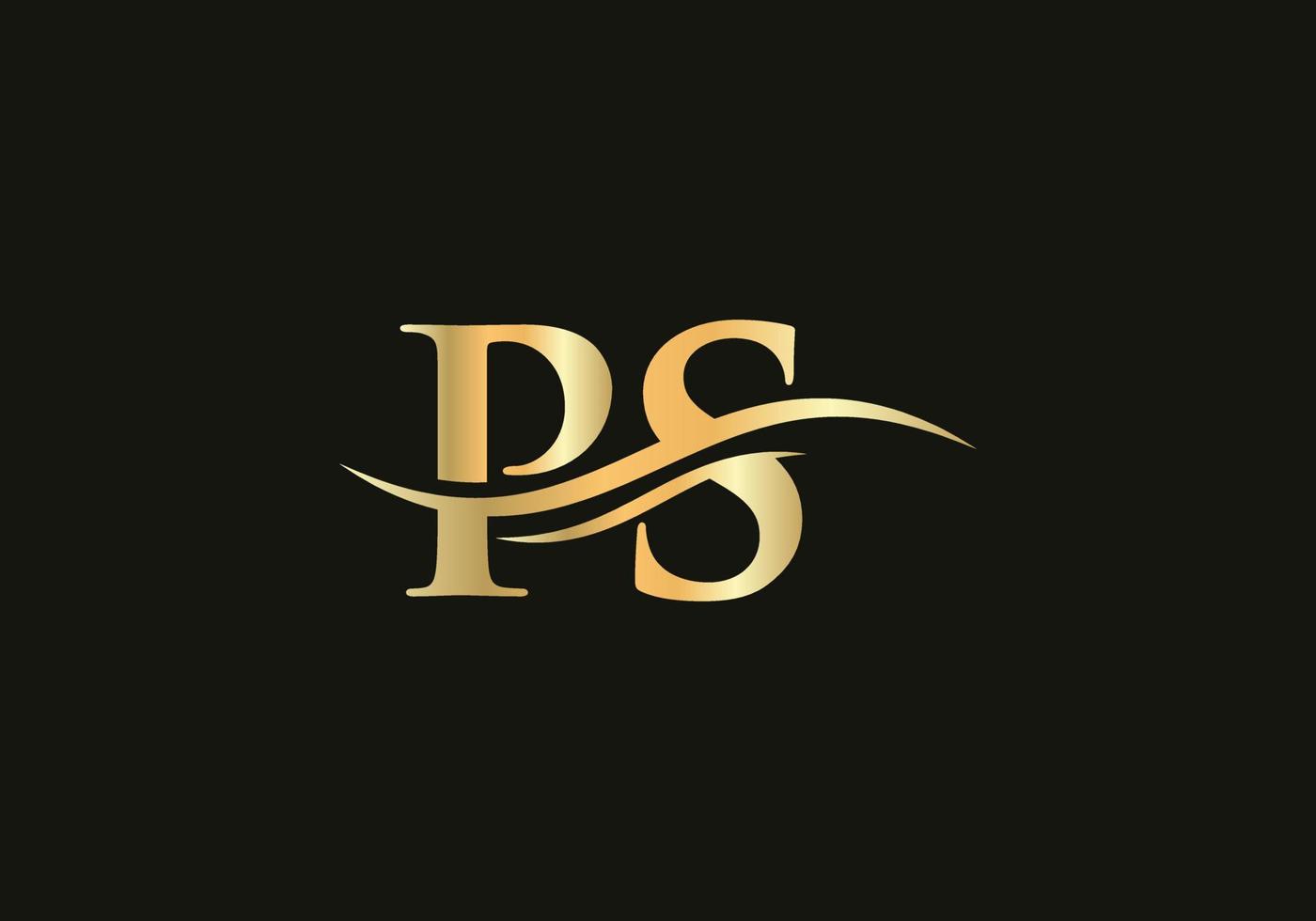 vector de logotipo ps de onda de agua. diseño del logotipo de la letra ps de swoosh para la identidad comercial y de la empresa