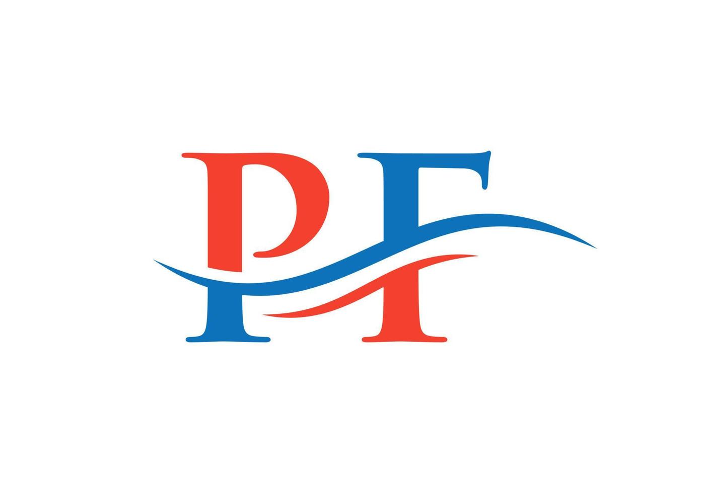 vector de logotipo pf de onda de agua. diseño de logotipo swoosh letter pf para identidad empresarial y empresarial