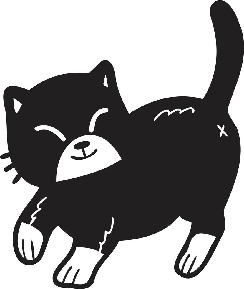 Hand Drawn walking cat illustration in doodle style vector