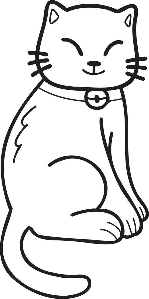 Hand Drawn cute cat smile illustration in doodle styl vector