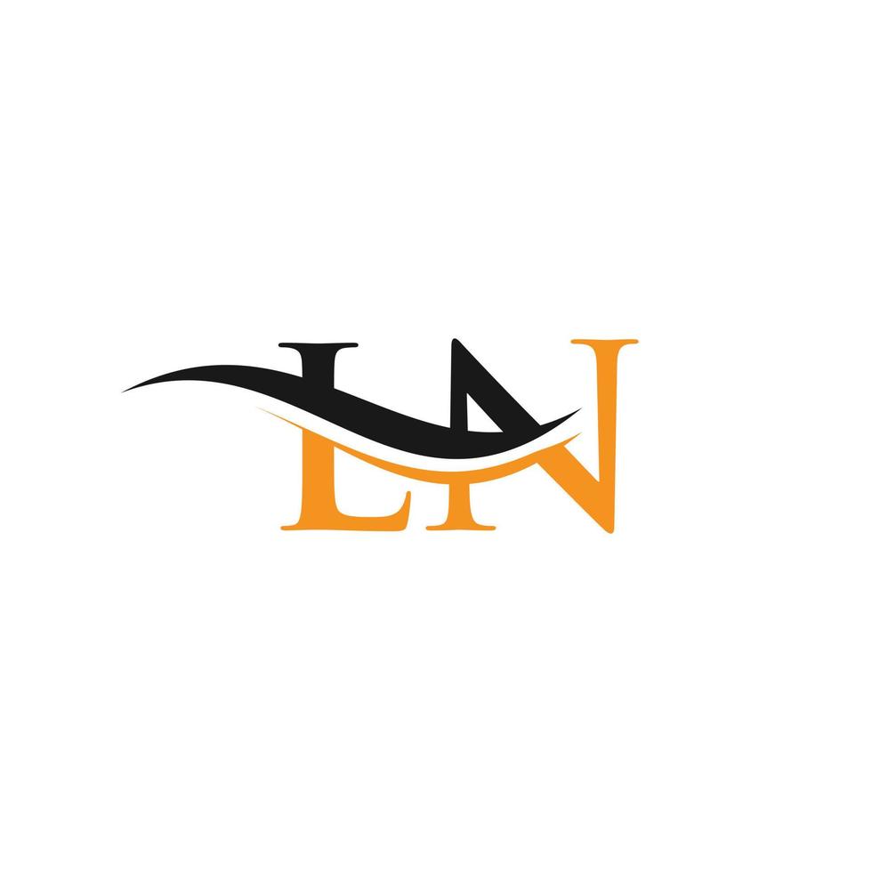 plantilla de vector de logotipo vinculado a la letra inicial ln. Swoosh letra ln diseño de logotipo. vector de diseño de logotipo ln