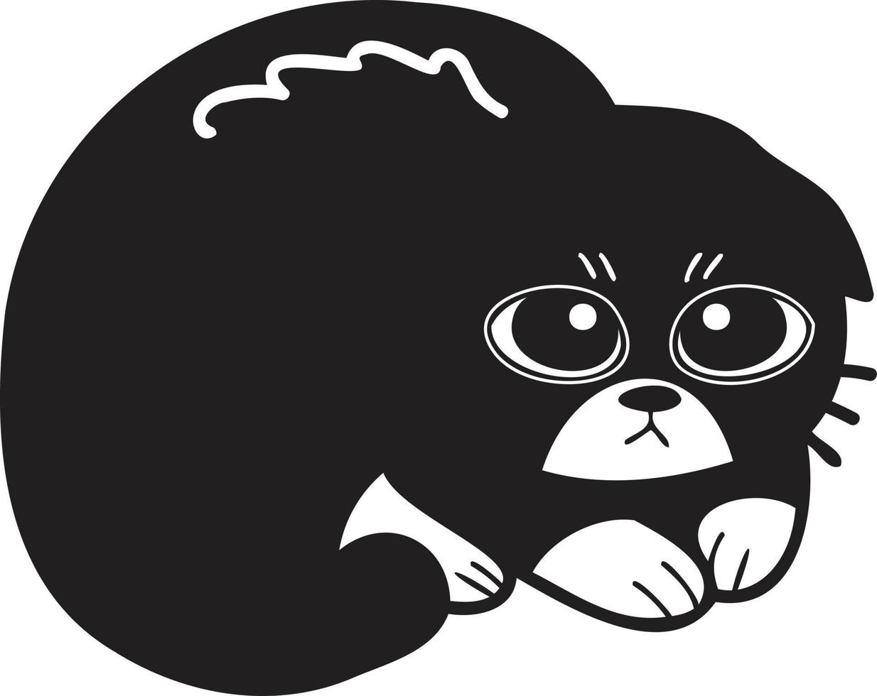 Hand Drawn scared or sad cat illustration in doodle style vector