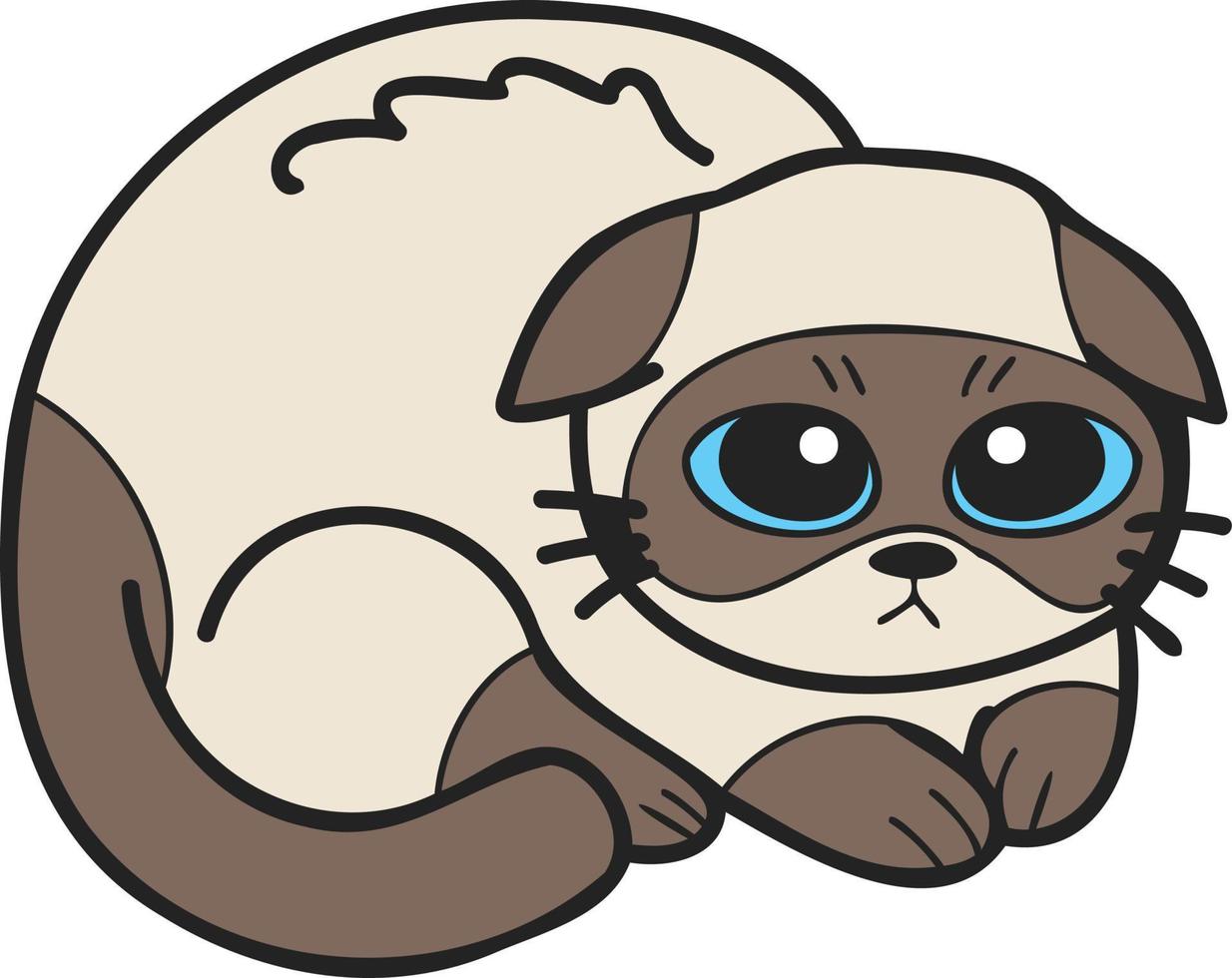 Hand Drawn scared or sad cat illustration in doodle style vector