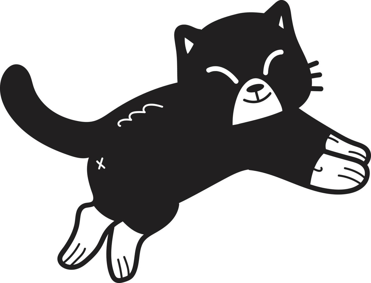 Hand Drawn jumping cat illustration in doodle style vector