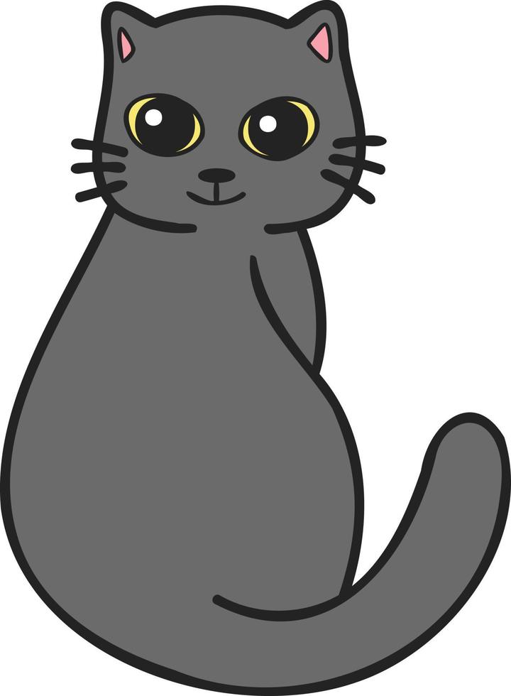 dibujado a mano lindo gato sonrisa ilustración en estilo garabato vector
