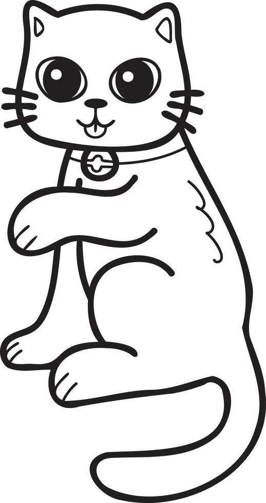 Hand Drawn Maneki Neko or lucky cat illustration in doodle style vector