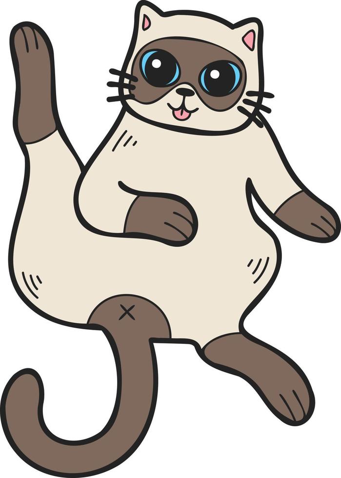 Hand Drawn Sleeping cat showing belly illustration in doodle style vector