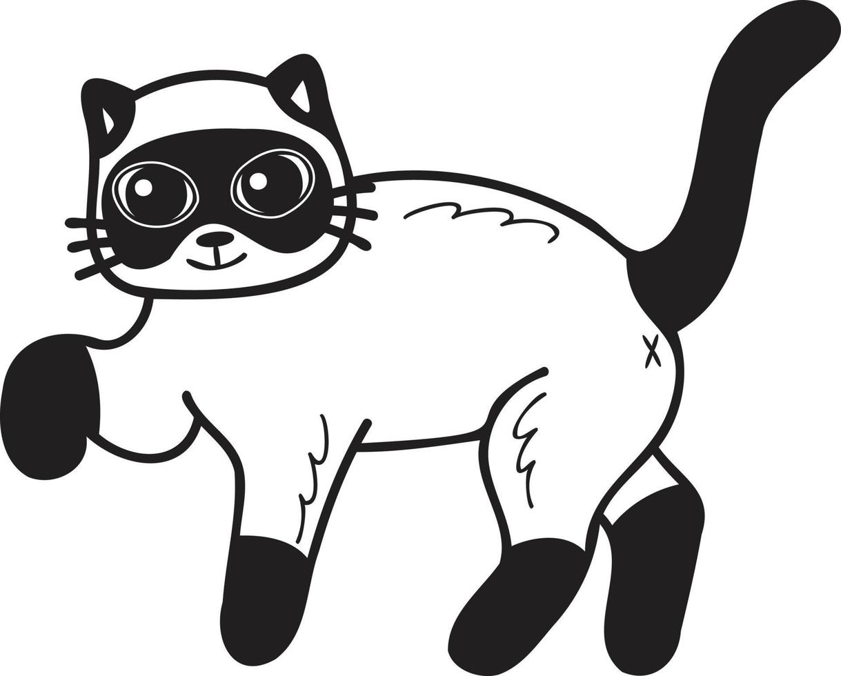 Hand Drawn walking cat illustration in doodle style vector