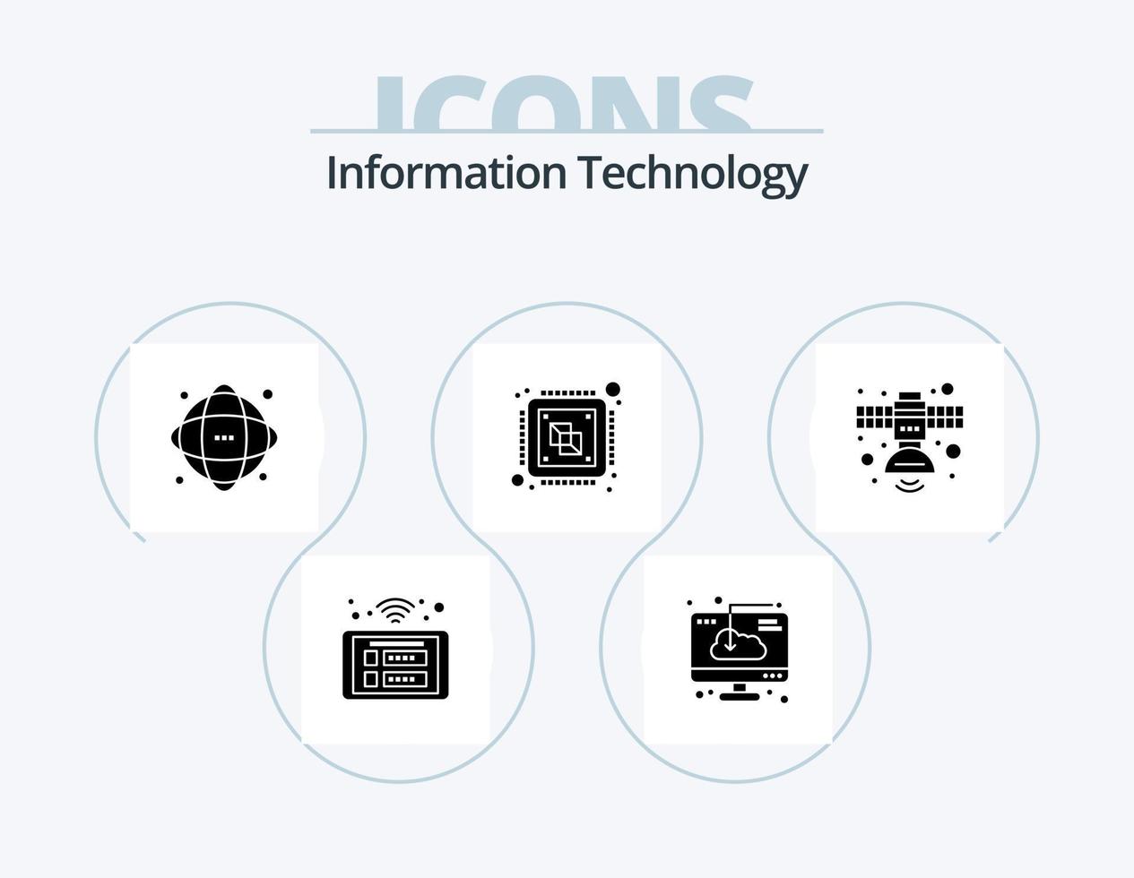 Information Technology Glyph Icon Pack 5 Icon Design. computer. central. installation. science. information vector