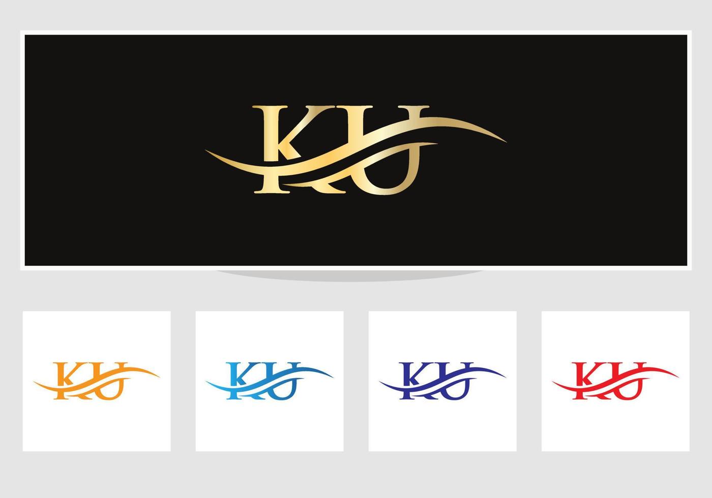 diseño moderno del logotipo ku para la identidad empresarial y empresarial. carta ku creativa con concepto de lujo vector