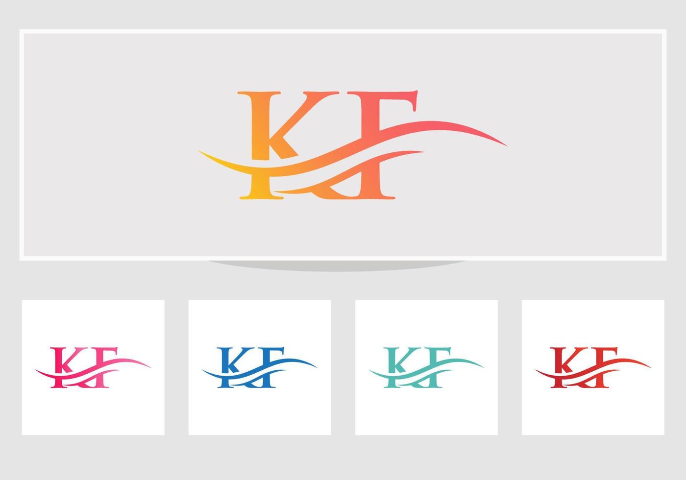 vector de logotipo kf de onda de agua. diseño de logotipo swoosh letter kf para identidad empresarial y empresarial