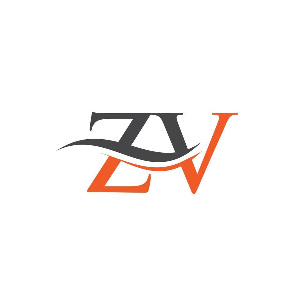 vector de logotipo zv de onda de agua. diseño de logotipo swoosh letter zv para identidad empresarial y empresarial