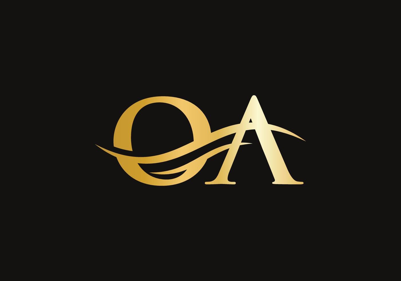 OA logo Design. Premium Letter OA Logo Design with water wave concept