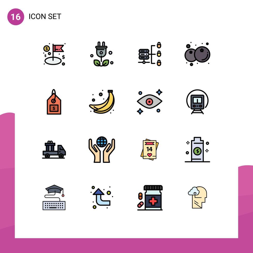 paquete de iconos de vector de stock de 16 signos y símbolos de línea para etiqueta de etiqueta servidor seguro alimentos saludables elementos de diseño de vector creativo editable