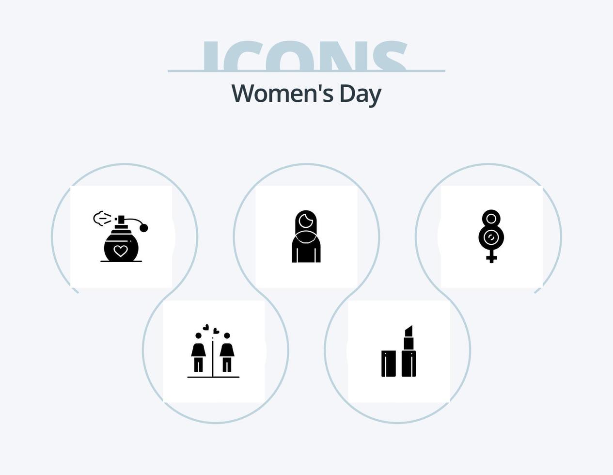 Womens Day Glyph Icon Pack 5 Icon Design. day. women. makeup. gift. perfume vector