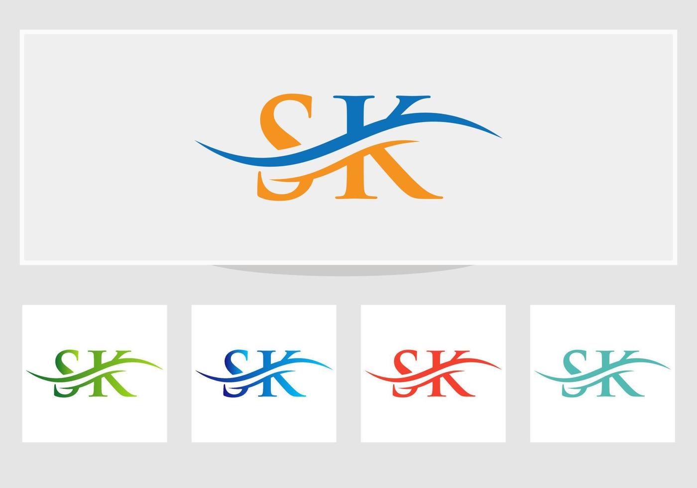 SK logo. Monogram letter SK logo design Vector. SK letter logo design with modern trendy vector