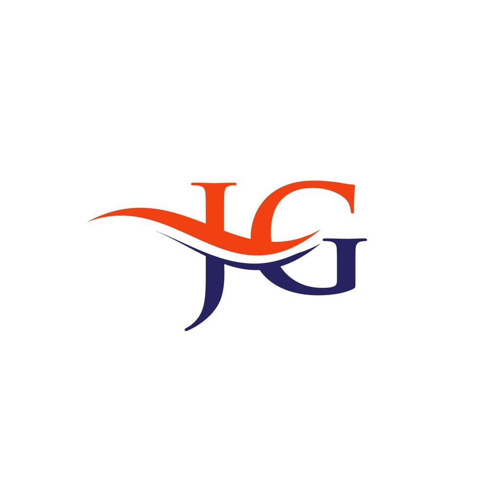 Water Wave JG Logo Vector. Swoosh Letter JG Logo Design for business and company identity. vector