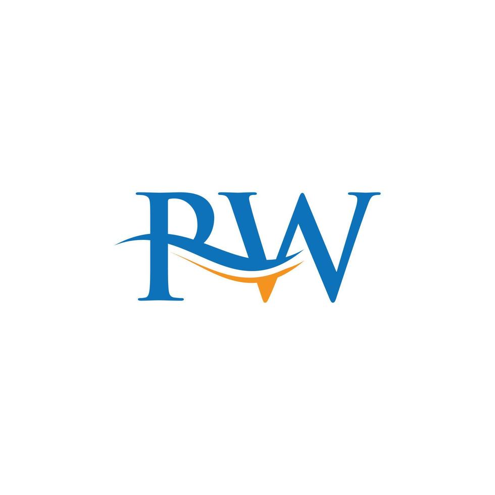vector de logotipo de onda de agua pw. diseño del logotipo de la letra pw de swoosh para la identidad comercial y de la empresa.