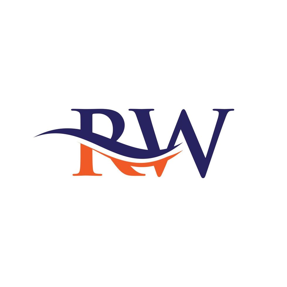 RW Logo design vector. Swoosh letter RW logo design vector