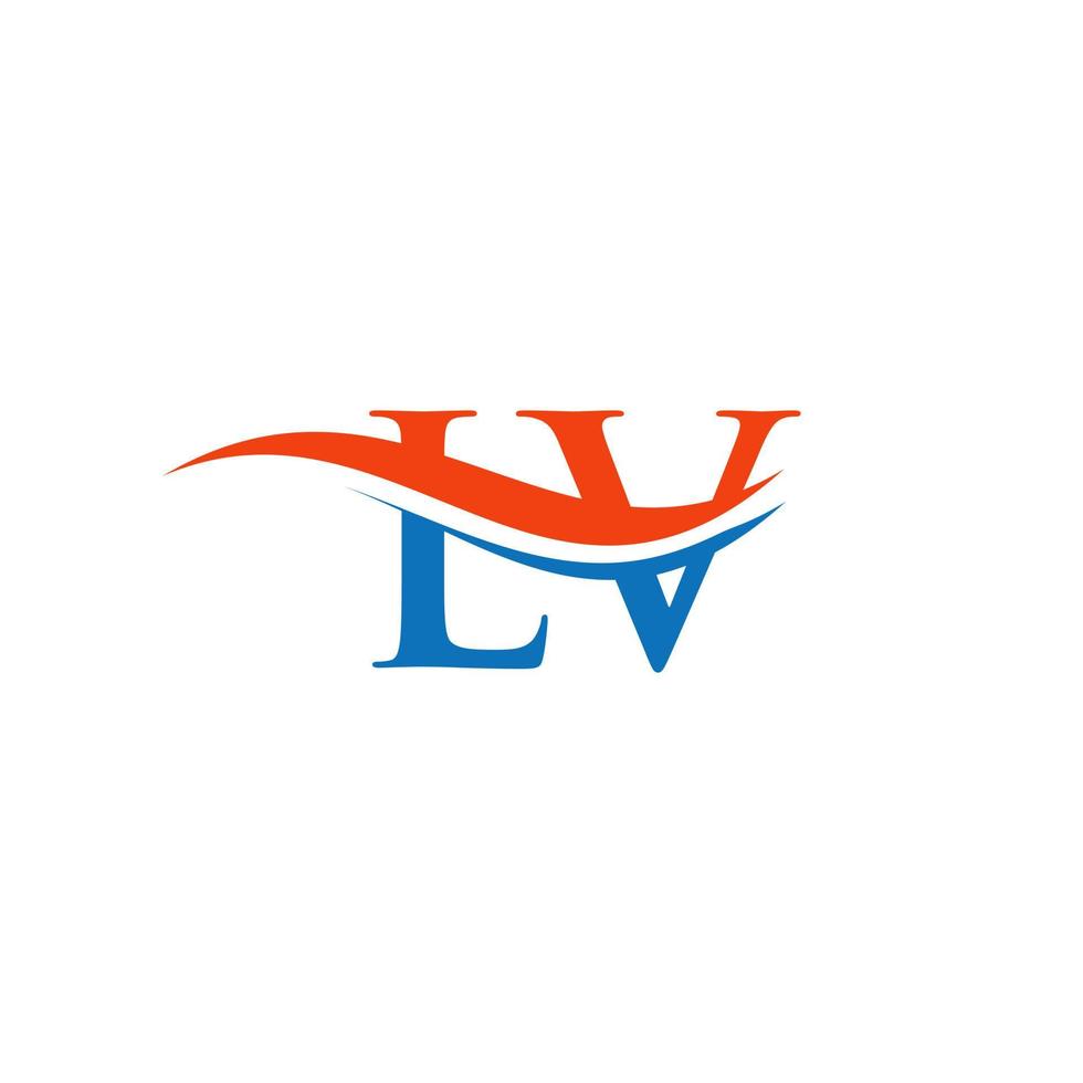 plantilla de vector de logotipo vinculado a la letra inicial lv. diseño del logotipo de la letra swoosh lv. vector de diseño de logotipo lv