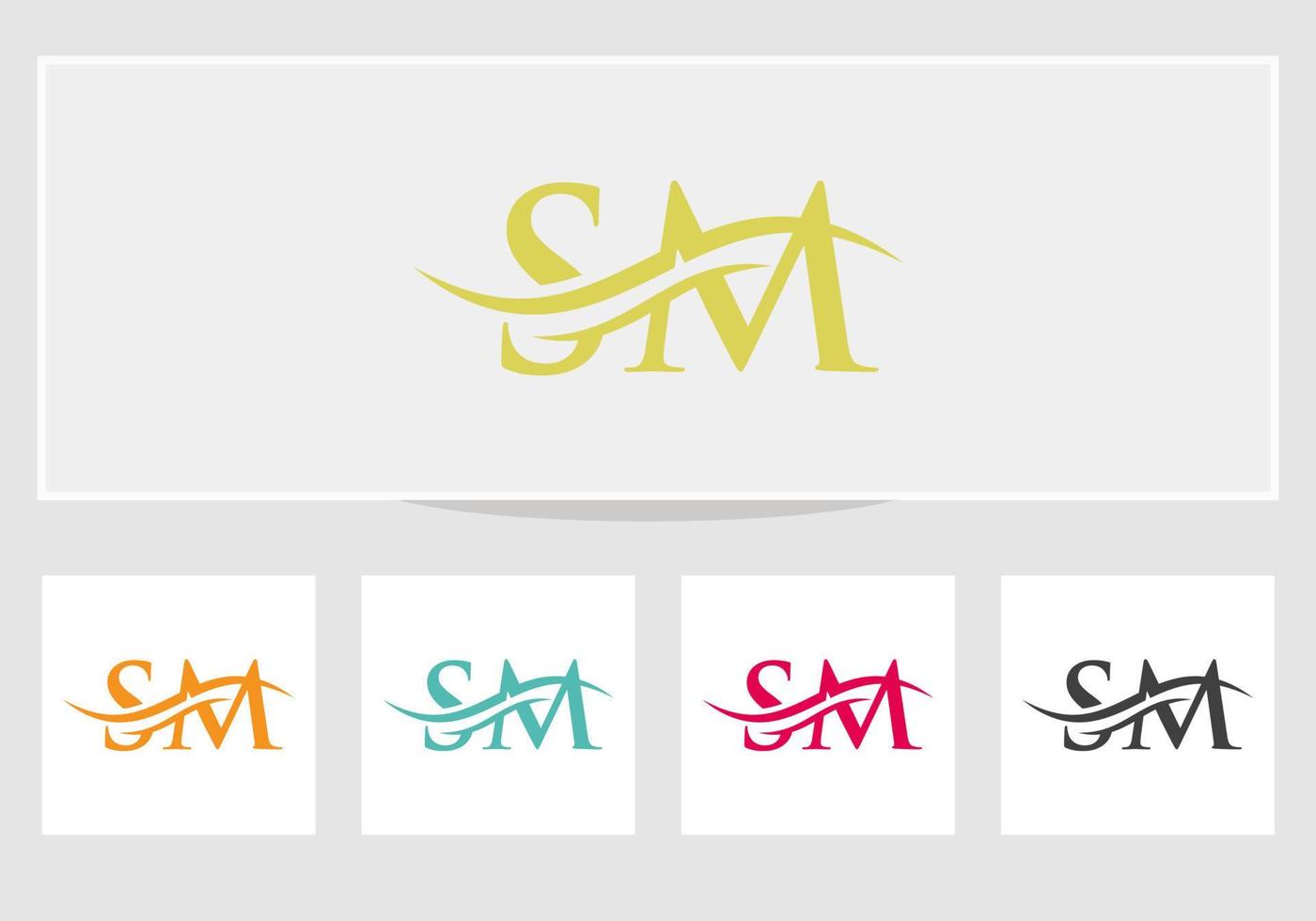 SM Logo design vector. Swoosh letter SM logo design. Initial SM letter linked logo vector template