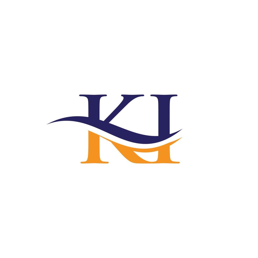Water Wave KI Logo Vector. Swoosh Letter KI Logo Design for business and company identity. vector